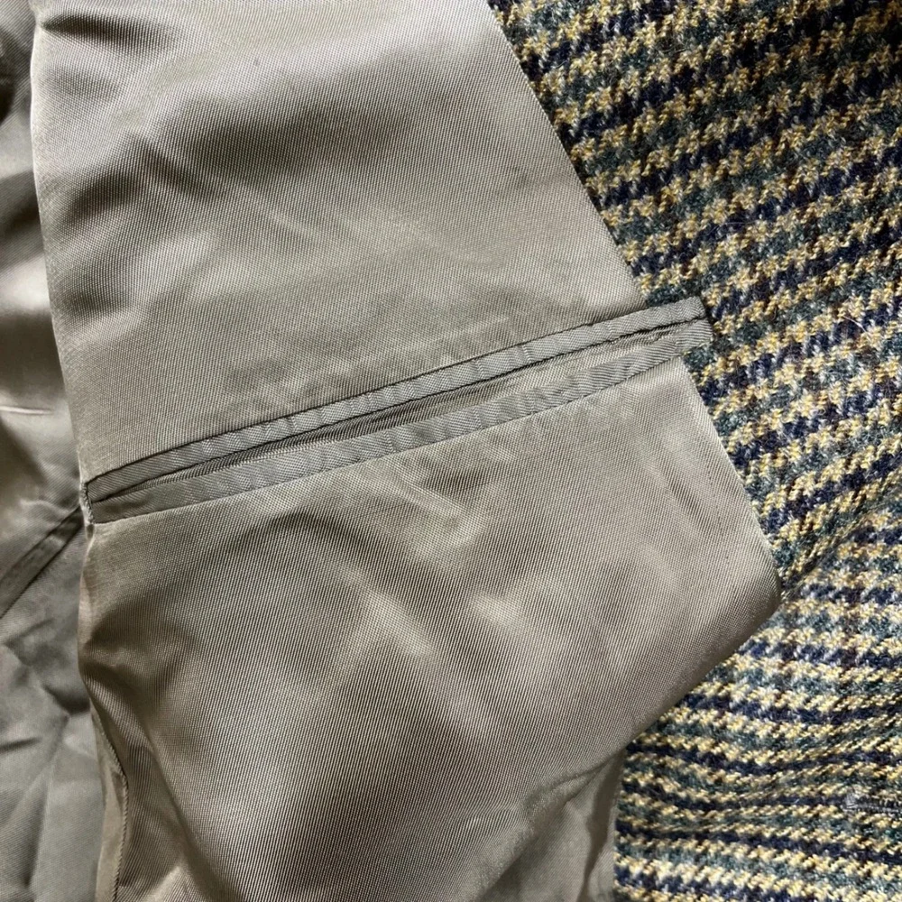 VTG Burberrys Men Blazer Houndstooth suit jacket Sport Coat Brown 1/2 canvas 42R - Picture 8 of 16